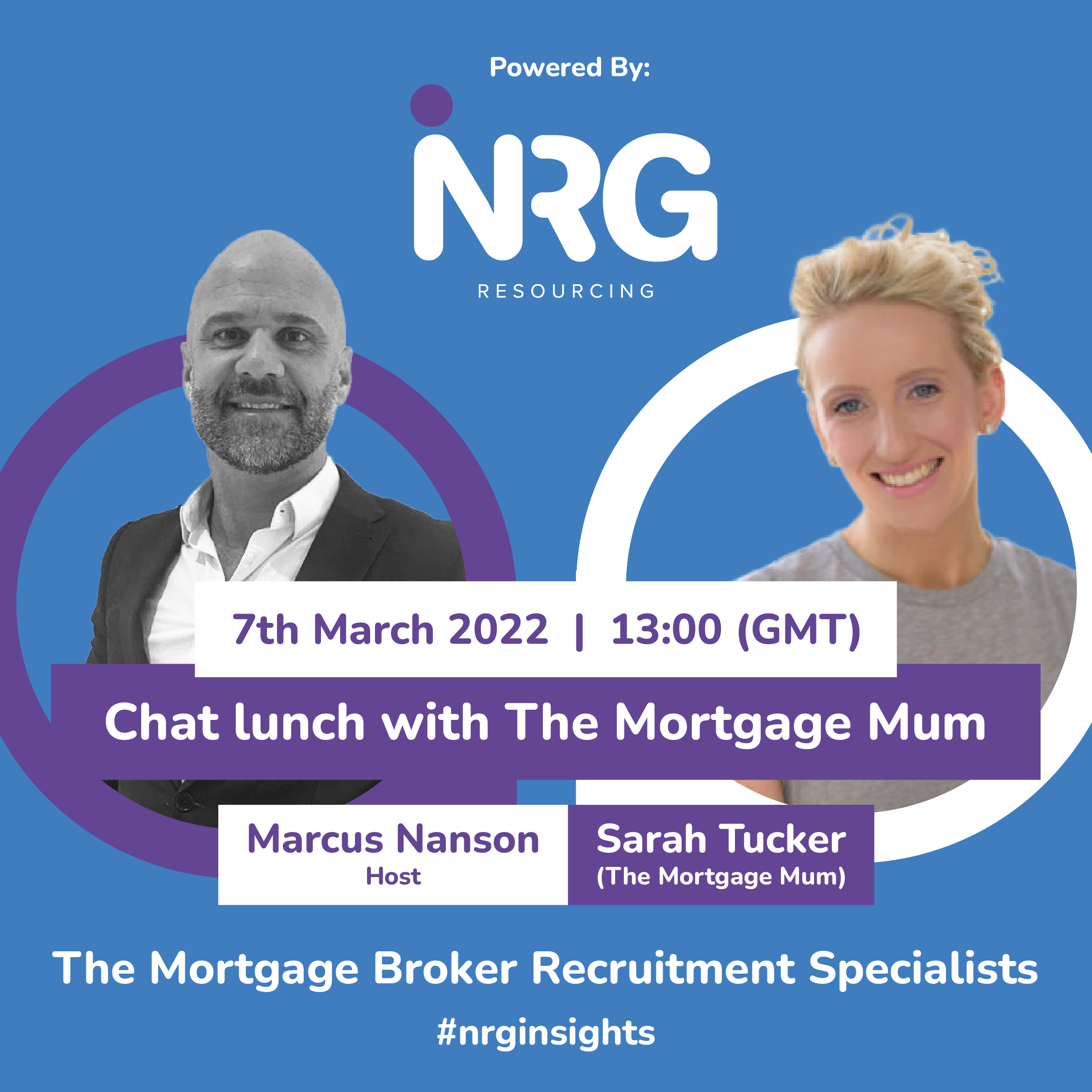 NRG Insights flyer, showing hosts Marcus Nanson and The Mortgage Mum